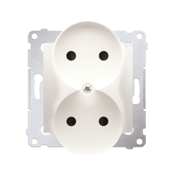Simon 54 Premium Priză dublă, crem, fără împământare, terminale cu șuruburi, cu protecție, DG2MZ.01/41