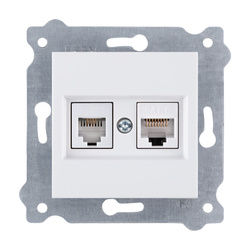 Cat.6 computer + priză telefonică Alb 256/01E EXEN