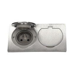 Priză de priză încastrată încastrată, dublă 2x2P+Z, IP55, oțel inoxidabil, OR-AE-1398, Orno