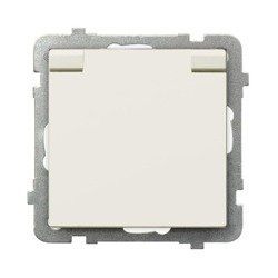 Priză rezistentă la stropire împământare IP-44capac în culoarea produsului ecru Ospel Sonata GPH-1RZ/m/27/w