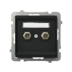 Priză pentru antenă dublă de tip F negru metalic Ospel Sonata GPA-2RF/m/33