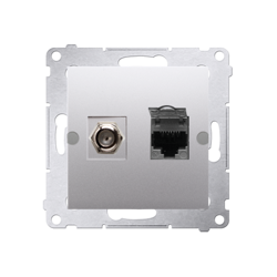 Simon 54 Premium argintiu DASFRJ45.01/43 Priză de antenă tip "F" + RJ45 cat.6 (modulară) argintiu mat