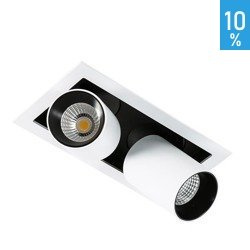 LED Mercanta încastrat în plafonul de plafon reglabil alb downlight dublu tub Italux GL7117-2/12W 3000K WH+BL