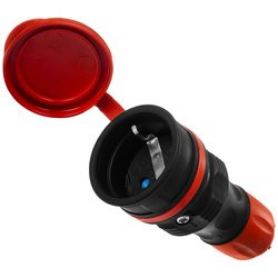 Priză simplă cu clapetă ermetică IP44 demontabilă, EXTREM; ROȘU/Negru