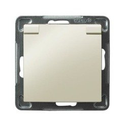 Priză rezistentă la stropire împământare IP-44capac în culoarea produsului ecru Ospel Impresja GPH-1YZ/m/27/w