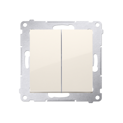 Simon 54 Premium Întrerupător cu revenire crem, dublu, NO, fără pictogramă, conector rapid, DP2.01/41