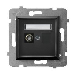 Priză pentru antenă unică de tip F negru metalic Ospel Aria GPA-1UF/m/33