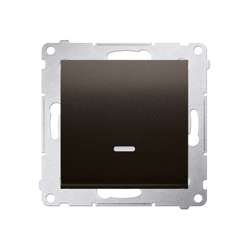 Simon 54 Premium Întrerupător cu revenire NO, simplu, maro mat, cu iluminare LED, fără pictogramă, conector rapid, DP1L.01/46