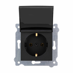 Priză cu împământare Schuko 2P+E cu capac de priză Negru metalizat 239/14E EXEN