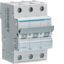 Întrerupător de supracurent cu 3 poli 6kA caracteristică C 20A 3 module MCN320 Hager