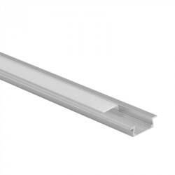 Profil P01 încastrat anodizat + abajur lăptos 1m - Set: profil, abajur, capete