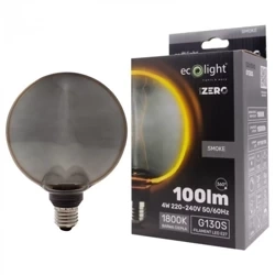 Bec decorativ cu LED E27 4W 1800K cald 100lm G130 Smoke SERIA ZERO Eco Light