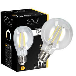 Bec decorativ cu filament LED DARI, 7W, E27, 3000K, 806lm, 230V, CLEAR G80, EDO777631 EDO Solutions