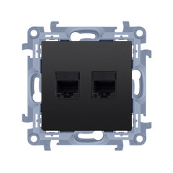 Priză dublă de rețea RJ45 categoria 6 (modul) negru mat Simon 10