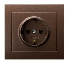 Priză unică cu împământare maro metalic Ospel Kier GP-1WS/52