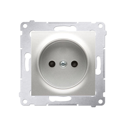 Simon 54 Premium Priză argintie, fără împământare, cu protecție, terminale cu șurub, DG1Z.01/43