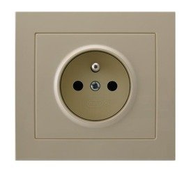 Priză unică cu împământare bej Ospel Kier GP-1WZ/01