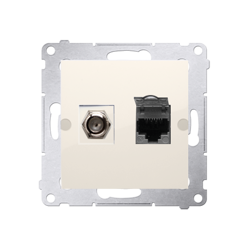 Simon 54 Premium crem DASFRJ45.01/41 Priză de antenă tip "F" + RJ45 cat.6 (modulară) crem
