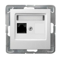 Priză unică pentru computer, categoria 5e MMC albă Ospel Impresja GPK-1Y/K/m/00