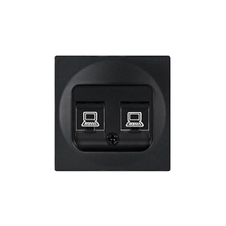 Capac priză dublă RJ45 negru, seria ViP ViPlast