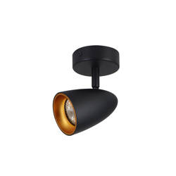 Plafonieră cu spot unic OVO 1 Black Gold, bandă, IP20, GU10, negru, inel auriu EDO777237 Edo Solutions