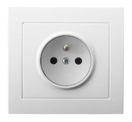 Priză simplă albă cu împământare Ospel Kier GP-1WZ/00