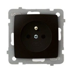 Priză unică cu împământare ciocolată metalică Ospel Karo GP-1SZ/m/40