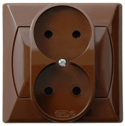 Priză dublă  maro Ospel Akcent GP-2A/24