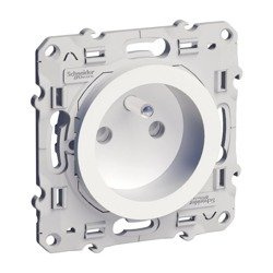 Priză 2P+ PE cu contur încastrat, alb Odace
