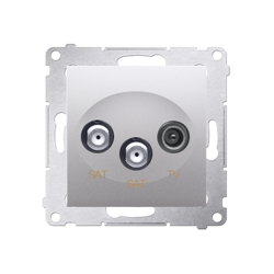 Simon 54 Premium Priză argintie de antenă satelitară dublă SAT-SAT-RTV (modulară), DASK2.01/43