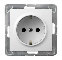 Priză unică albă schuko cu împământare Ospel Impresja GP-1YS/m/00