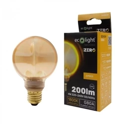 Bec decorativ LED E27 4W 1800K cald 200lm G80 Amber SERIA ZERO Eco Light