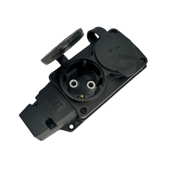 Priză dublă din cauciuc Schuko IP54 neagră | 220.000.201 | HOROZ