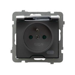 Priză rezistentă la stropire împământare IP44 cu obloane capac transparent As GPH-1GZP/m/18/d
