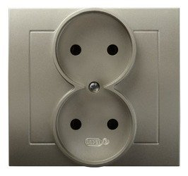 Priză dublă  satin light Ospel Kier GP-2W/45