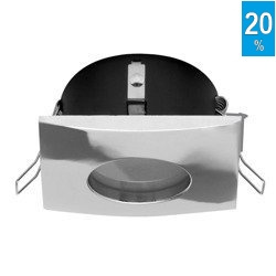 Spot hermetic pătrat încastrat OH35 crom IP44 pentru băi Kobi