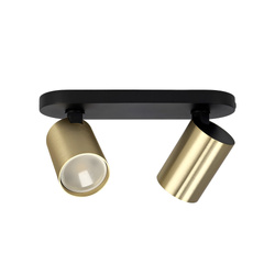 Corp de iluminat tavan dublu tip spot MALGA 2 ELEGANT, bară neagră cu două reflectoare aurii GU10, IP20, 220-240V, EDO777869 EDO Solutions