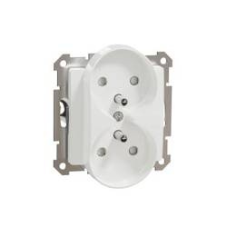 Priză 2x2p+pE cu protecție pentru sistemul de rame alb 2x 2P+E IP20 SDD111275 Sedna Design Schneider electric