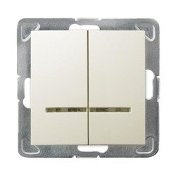 Întrerupător cu două căi cu iluminare portocalie ecru Ospel Impresja lP-2YS/m/27