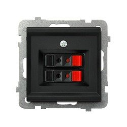Priză dublă pentru difuzor negru metalic Ospel Sonata GG-2R/m/33