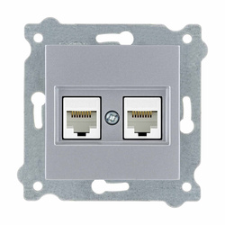Priză dublă de rețea cat.6 Argintiu 254/10E EXEN