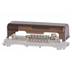 Bară de legătură echipotențială 7x25mm2, 1x50mm2, bară plată 30x4mm - fixare fixă/pe șină