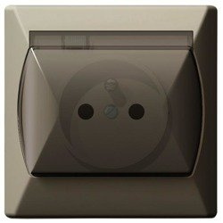 Priză rezistentă la stropire împământare IP-44 capac transparent bej Ospel Akcent GPH-1AZ/01/d