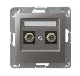 Priză pentru antenă dublă de tip F titaniu Ospel Impresja GPA-2YF/m/23