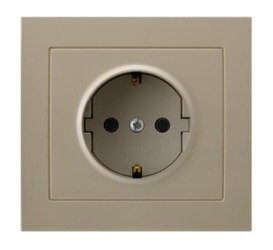 Priză unică cu împământare schuko bej Ospel Kier GP-1WS/01