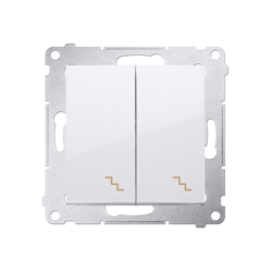 Simon 54 Premium Întrerupător cap scară alb dublu cu iluminare de fundal (modular) terminale cu șurub, DW6/2L.01/11
