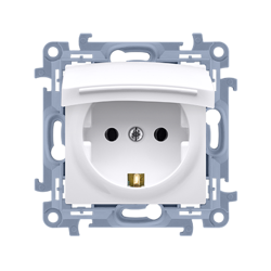 Priză electrică simplă Schuko pentru versiunea IP44 cu garnitură capac în culoarea capacului (modul) 16A 250V albă Simon 10