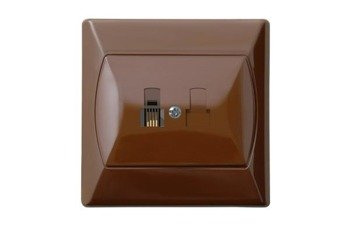 Priză telefonică unică maro Ospel Akcent GPT-1A/24