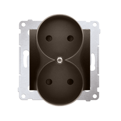 Simon 54 Premium Priză dublă, maro mat, fără împământare, terminale cu șuruburi, cu protecție, DG2MZ.01/46