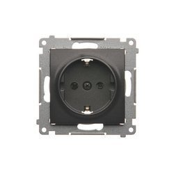 Priză Schuko cu protecție (modulară) 16A, 250V~, conector rapid antracit Kontakt Simon DGSz1CZ.01/48